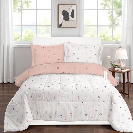 Back to School Comfort Combo - 8PC Kids Bedding Set 160x220 with Pillows & Cushions - Peach Blossom