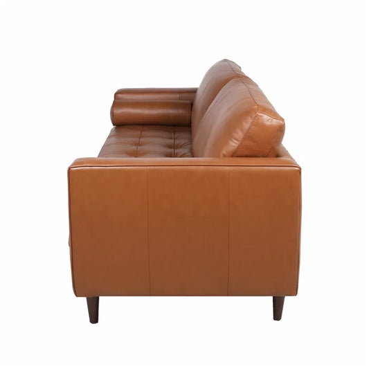 Hixon 3-Seater Faux Leather Sofa L220cm x W83cm x H83cm Brown