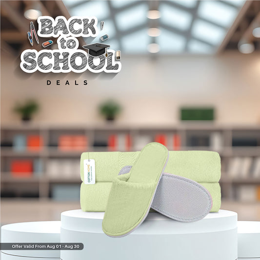 Summer Comfort Combo 1 – Towels & Slippers at Special Deals! - Mint Green