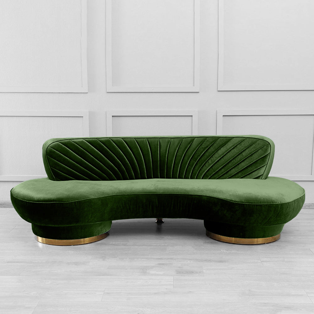 Northpol 3 Seater Velvet Sofa in Green - Elegant Comfort 242cm x 100cm x 78cm