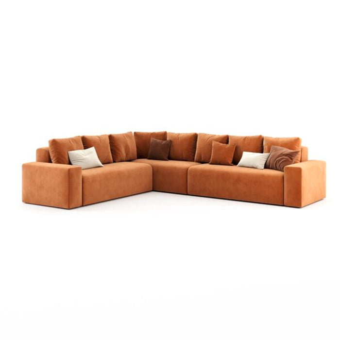 Harmony Haven 4 Seater Sofa Velvet Fabric - Brown - L350cm x W180cm x H75cm