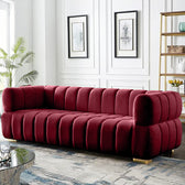 Gwen 3 Seater Sofa - Luxurious Emerald Green Velvet Upholstery - Spacious L231cm x W89cm x H75cm