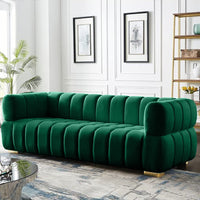 Gwen 3 Seater Sofa Velvet Fabric - Emerald Green - L231cm x W89cm X 75cm