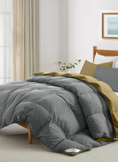 All Season Silver Super Soft Reversible Comforter Set 220x240cm with 2 Pillow Case - Cotton Home