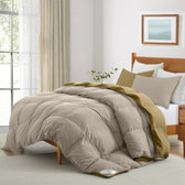 All Season Dark Beige Super Soft Reversible King Comforter Set 220x240cm with 2 Pillow Case