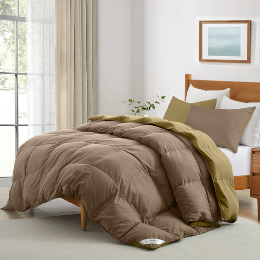 All Season Gold Super Soft Reversible Comforter Set 220x240cm with 2 Pillow Case - Cotton Home