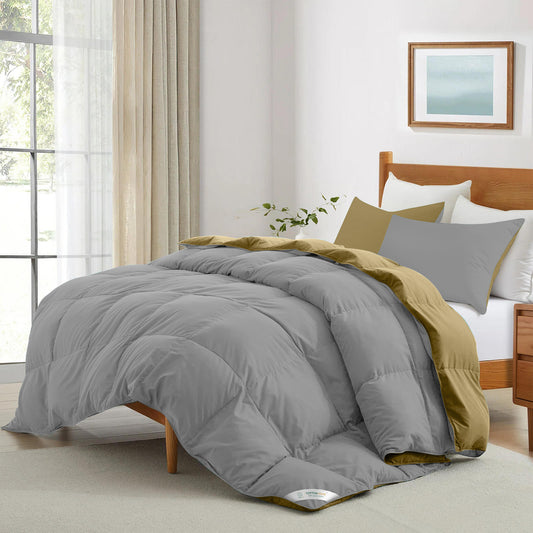 All Season Grey Super Soft Reversible King Comforter Set 220x240cm with 2 Pillow Case