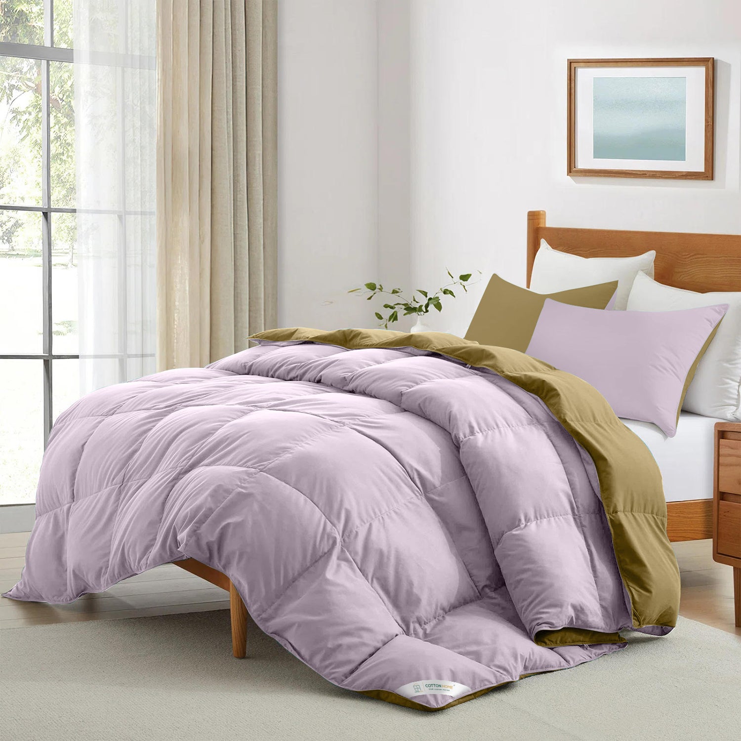 All Season Lilac Super Soft Reversible Comforter Set 220x240cm with 2 Pillow Case