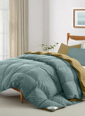 All Season Metallic Blue Super Soft Reversible Comforter Set 220x240cm with 2 Pillow Case - Cotton Home