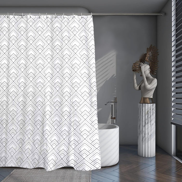 Shower Curtain Printed Fabric with Hooks 180x180 Cm - Rinse