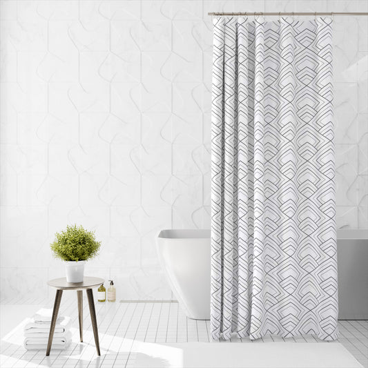 Shower Curtain Printed Fabric with Hooks 180x180 Cm - Rinse