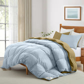 All Season Sky Blue Super Soft Reversible Comforter Set 220x240cm with 2 Pillow Case