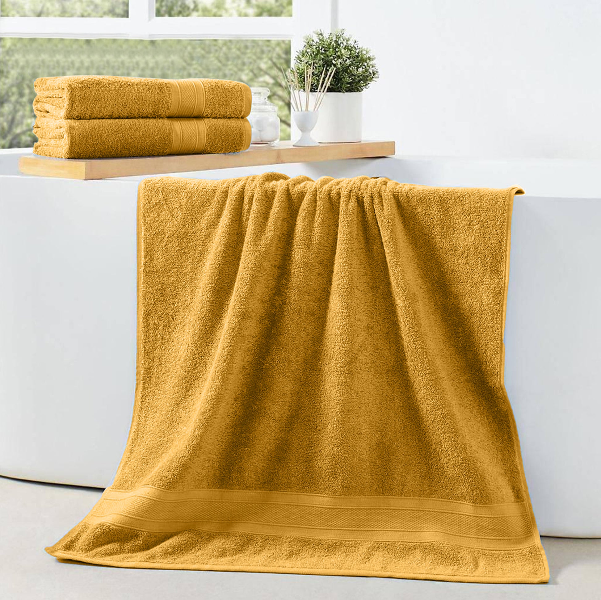 Cotton Bath Towel 70x140 CM 2 Piece Set, Gold
