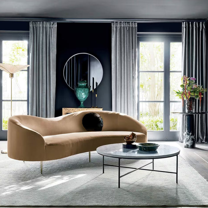 Luxe Lounge 3 Seater Sofa Velvet Fabric - Camel - L241cm x W97cm x H78cm