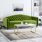 Nova 3-Seater Velvet Sofa with Square Arms – L220cm x W60cm x H85cm, Comfortable & Stylish Sofa for Living Room