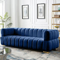 Gwen 3 Seater Sofa Velvet Fabric - Navy Blue - L231cm x W89cm X 75cm