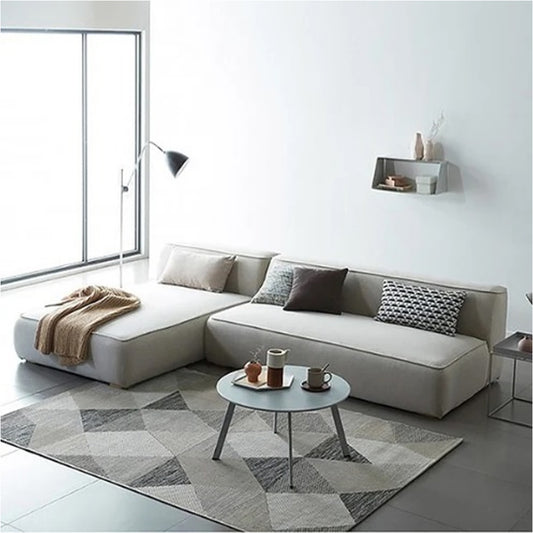 Comfort Max L-Shaped 4 Seater Sofa Velvet Fabric - Light Beige -  L290cm x W178cm x H70cm - Cotton Home