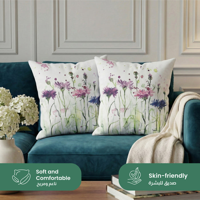 Cotton Decorative Throw Pillows Pack of 2 - 45x45 cm Square, Pink