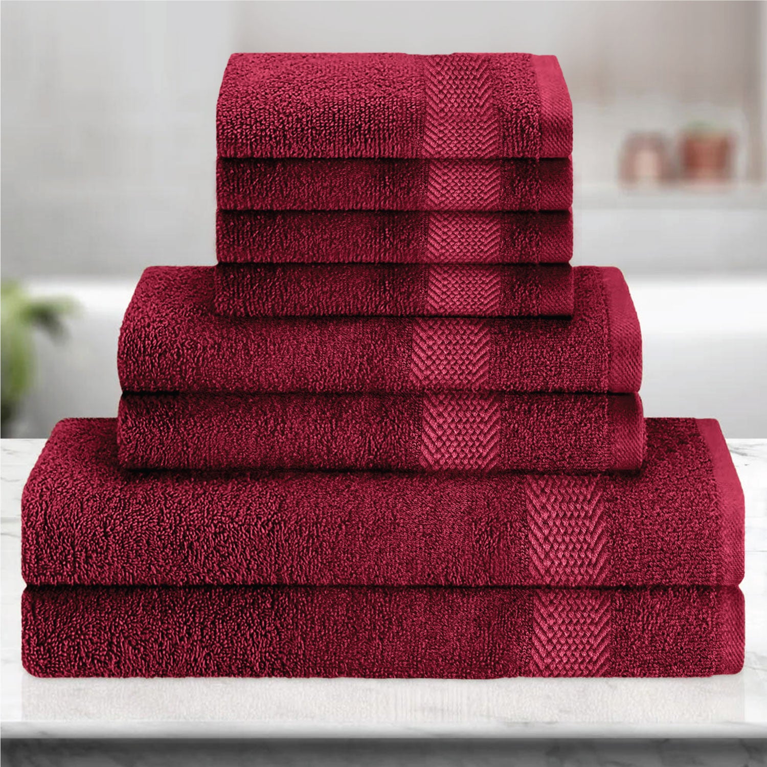 Cotton 6 Piece Towel Set-Soft Feel, Quick Dry, Highly Absorbent Durable Towels