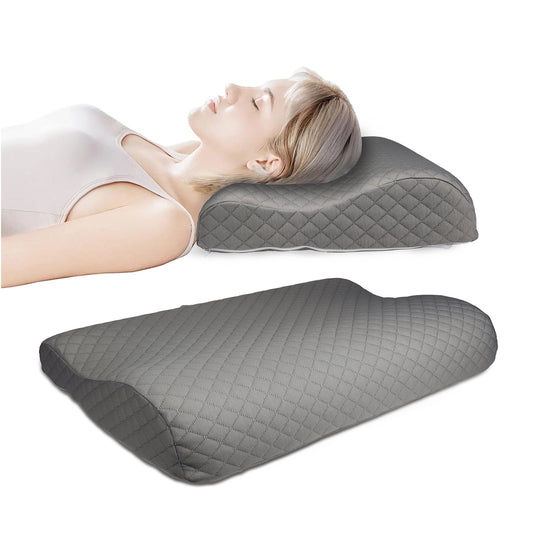 High Quality Standard Size 40x60 (9x11) Knitted Anti Snore Contour Cervical Neck Support Memory Foam Pillow with Washable Grey Cover
