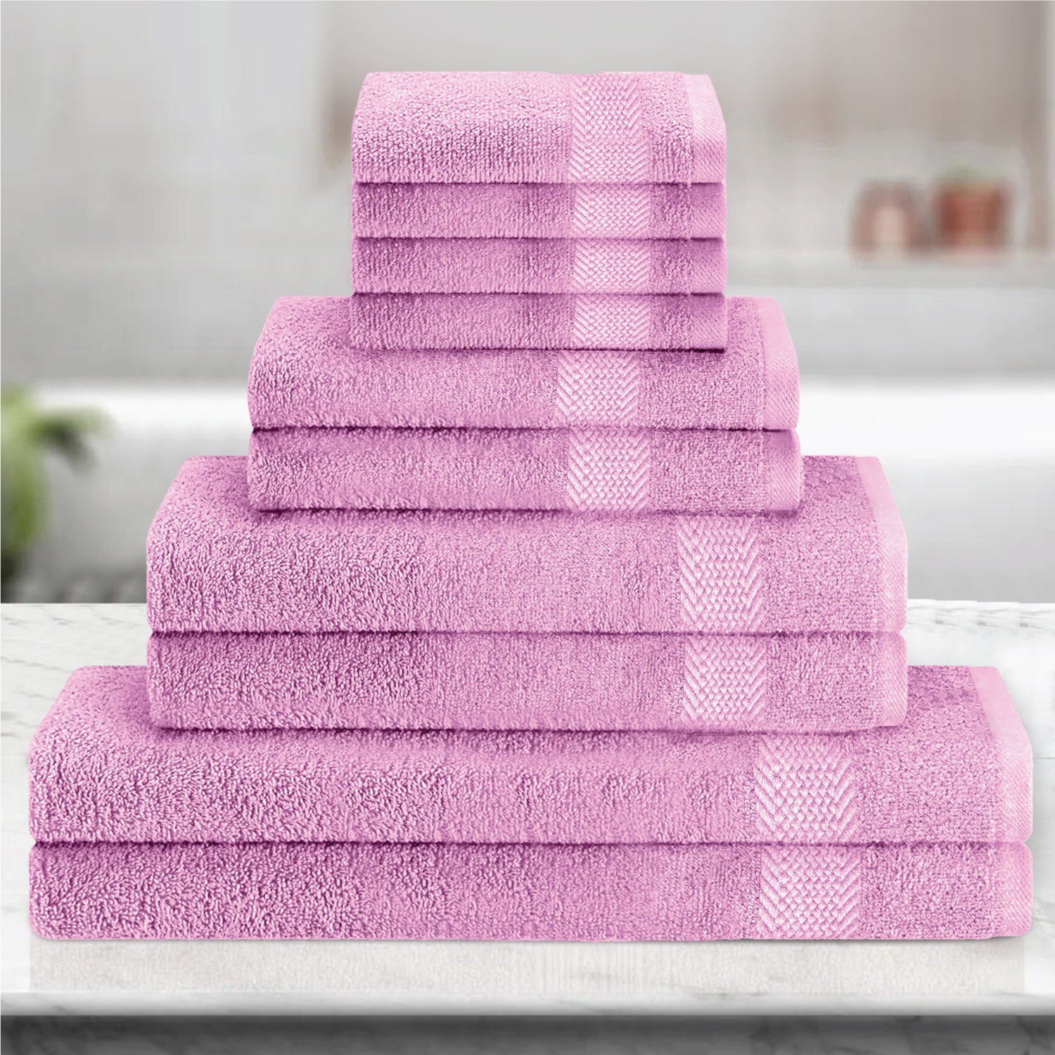 Cotton Towels 10 Piece Set-Soft Feel, Quick Dry, Highly Absorbent Durable Towels