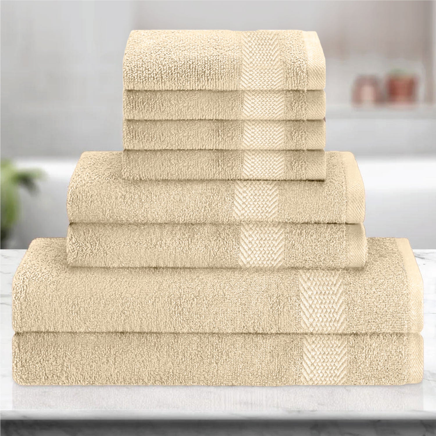 Cotton 6 Piece Towel Set-Soft Feel, Quick Dry, Highly Absorbent Durable Towels