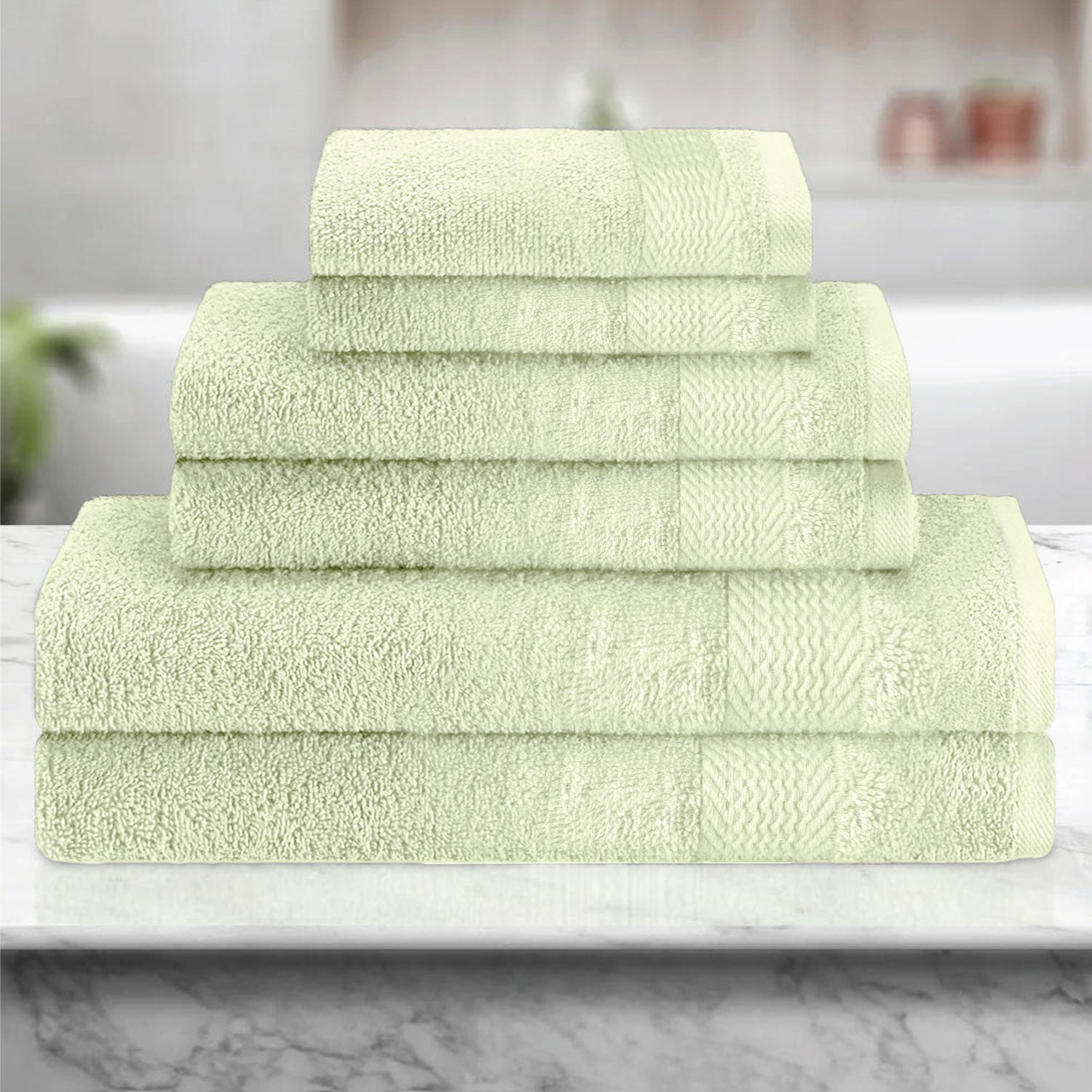 Cotton 6 Piece Towel Set-Soft Feel, Quick Dry, Highly Absorbent Durable Towels