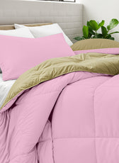 All Season Pink Super Soft Reversible Comforter Set 220x240cm