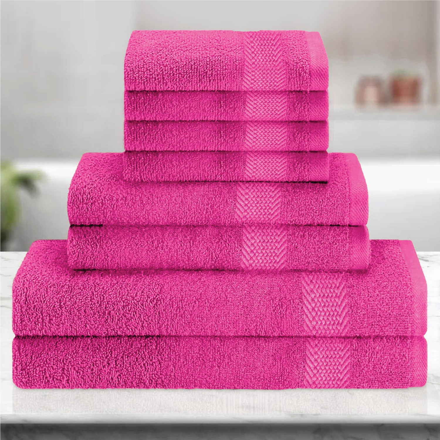 Cotton 6 Piece Towel Set-Soft Feel, Quick Dry, Highly Absorbent Durable Towels