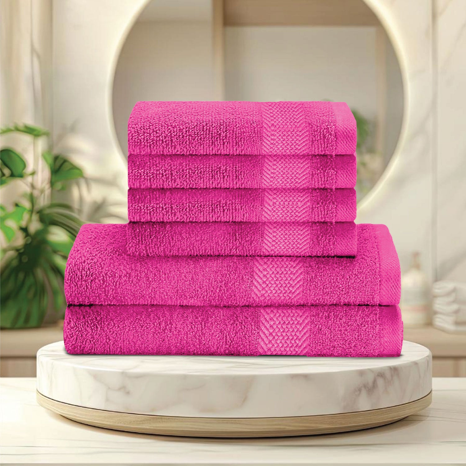 Cotton Face Towel and Hand Towel 6 Piece Set-Soft Feel, Quick Dry, Highly Absorbent Durable Towels