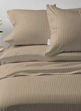 6 Piece Duvet Cover Set 240x260cm Supersoft Light Brown