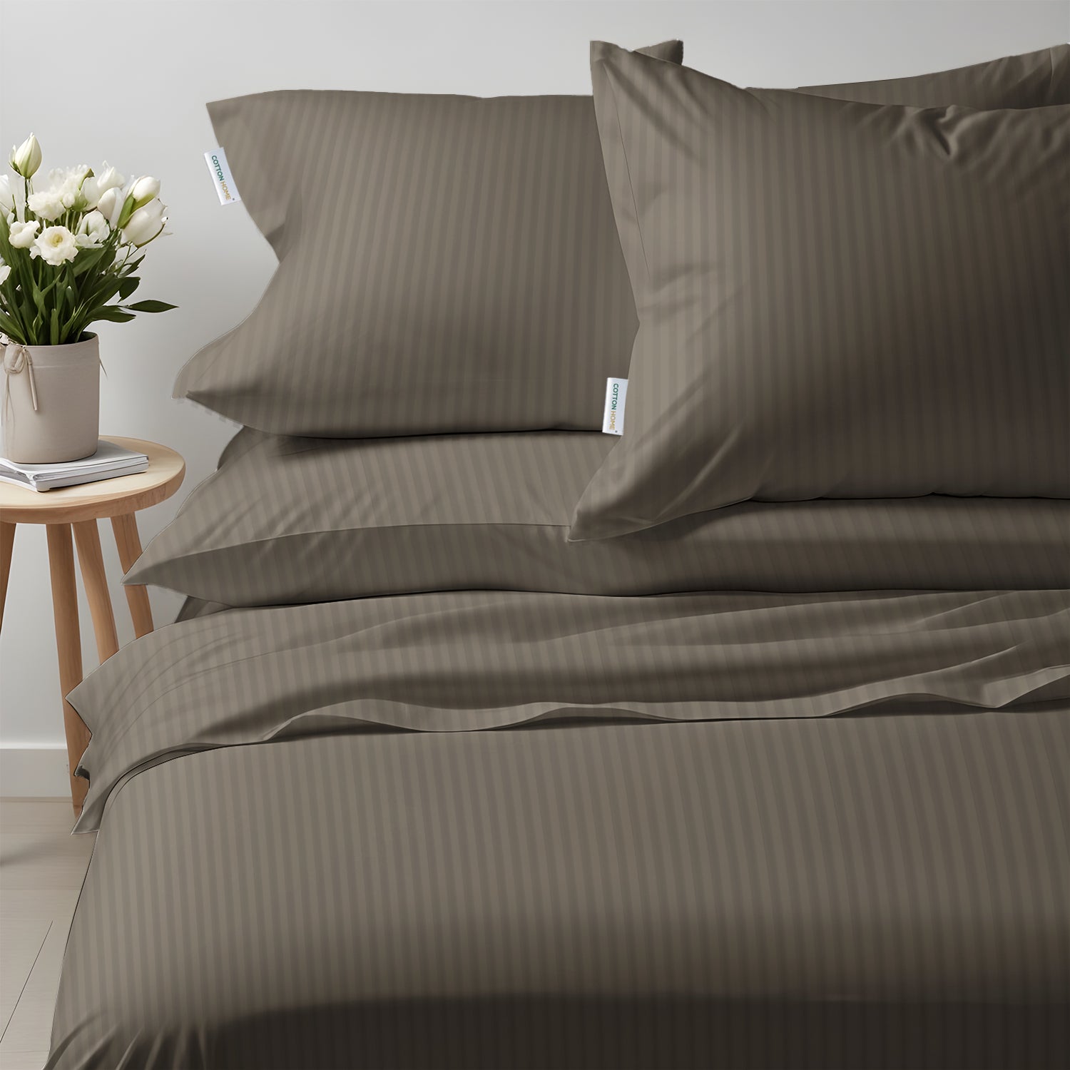 6 Piece Duvet Cover Set 220x240cm Supersoft Grey