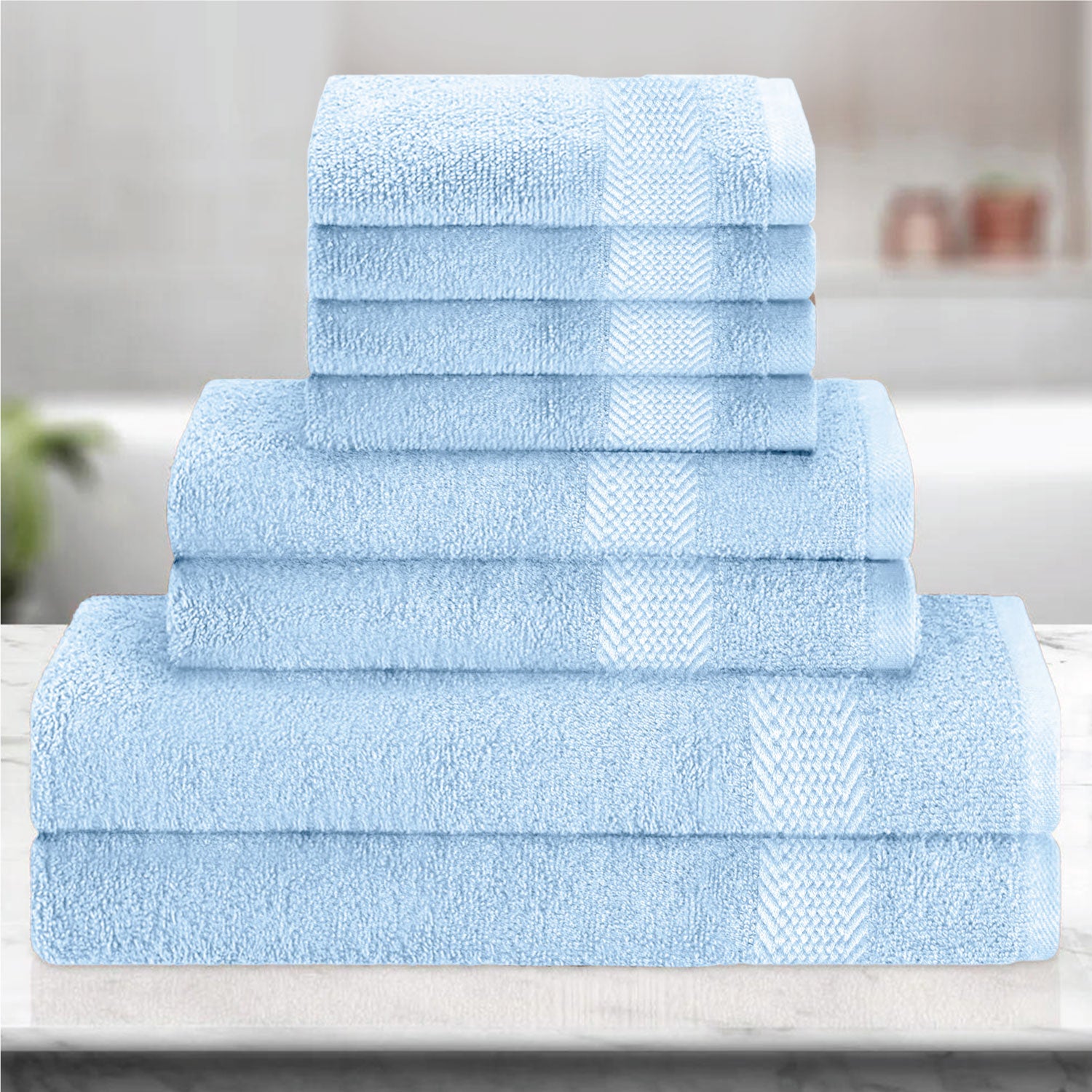 Cotton 6 Piece Towel Set-Soft Feel, Quick Dry, Highly Absorbent Durable Towels