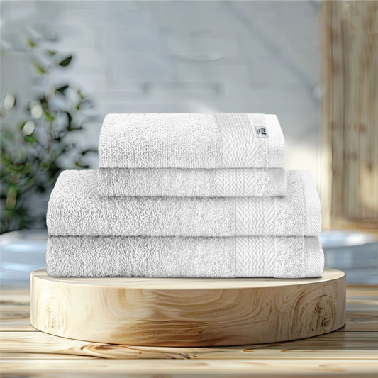 Cotton Face Towel and Hand Towel 4 Piece Set-Soft Feel, Quick Dry, Highly Absorbent Durable Towels