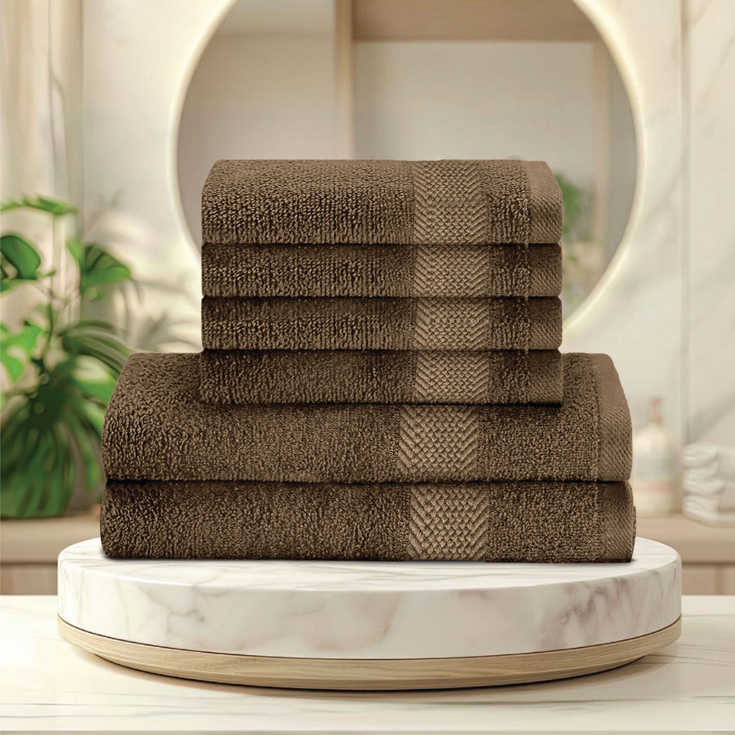 Cotton Face Towel and Hand Towel 6 Piece Set-Soft Feel, Quick Dry, Highly Absorbent Durable Towels