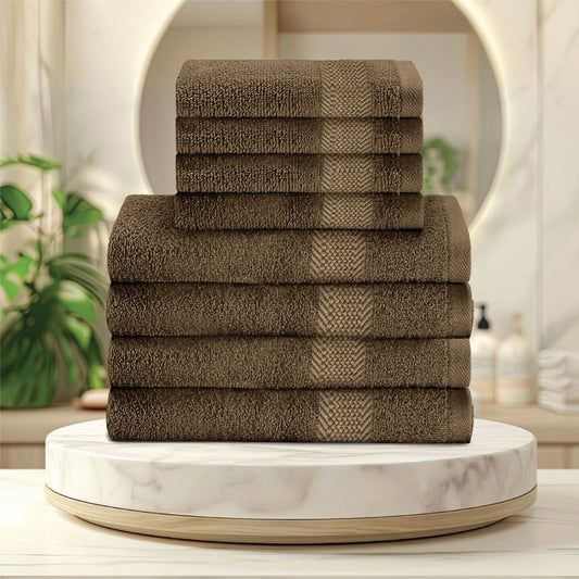 Cotton Face Towel and Hand Towel 8 Piece Set-Soft Feel, Quick Dry, Highly Absorbent Durable Towels - Cotton Home