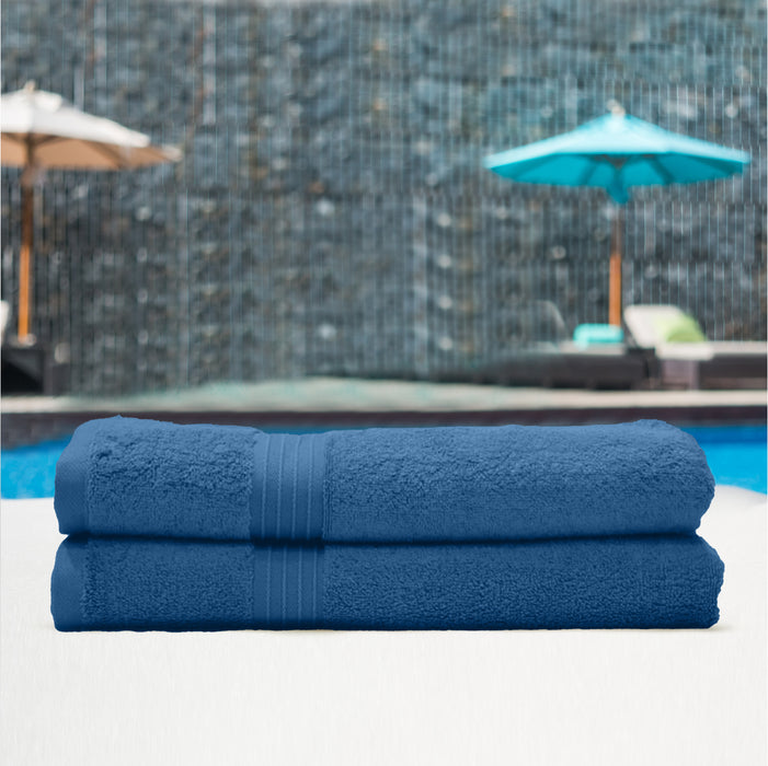 Cotton Bath Towel 70x140 CM 2 Piece Set, Dark Blue