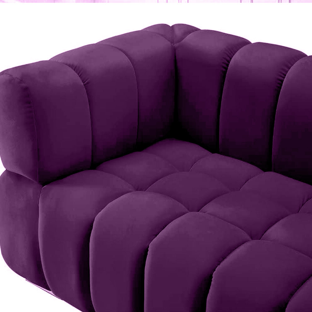 Gwen 3 Seater Sofa Velvet Fabric - Purple - L231cm x W89cm X 75cm