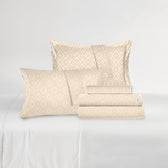 Egyptian Cotton Jacquard 6 Piece Duvet Cover Set 220x240cm Beige Geometric