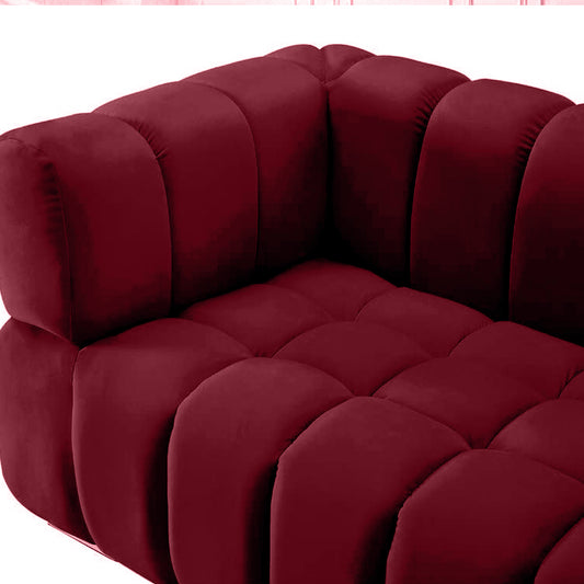 Gwen 3 Seater Sofa Velvet Fabric - Red - L231cm x W89cm X 75cm