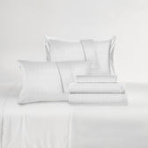 Egyptian Cotton Jacquard 6 Piece Duvet Cover Set 220x240cm White Loom