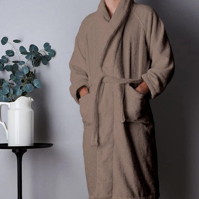 Premium Cotton Taube Terry Bathrobe with Pockets Suitable for Men and Women, Soft & Warm Terry Home Bathrobe, Sleepwear Loungewear, One Size Fits All