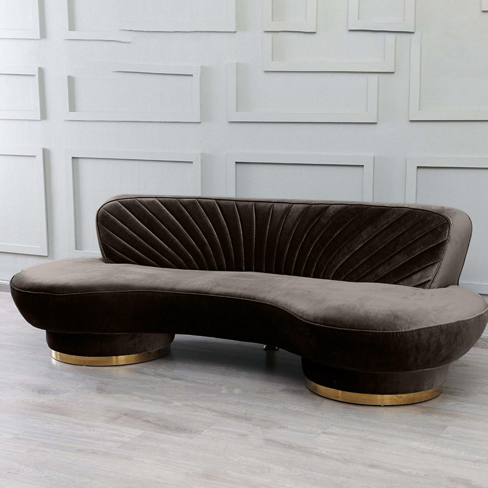 Northpol 3 Seater Velvet Sofa in Brown - Elegant Comfort 242cm x 100cm x 78cm