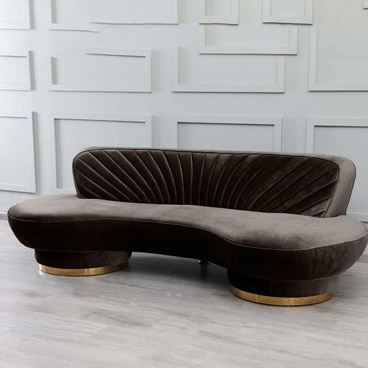 Northpol 3 Seater Velvet Sofa in Brown - Elegant Comfort 242cm x 100cm x 78cm - Cotton Home