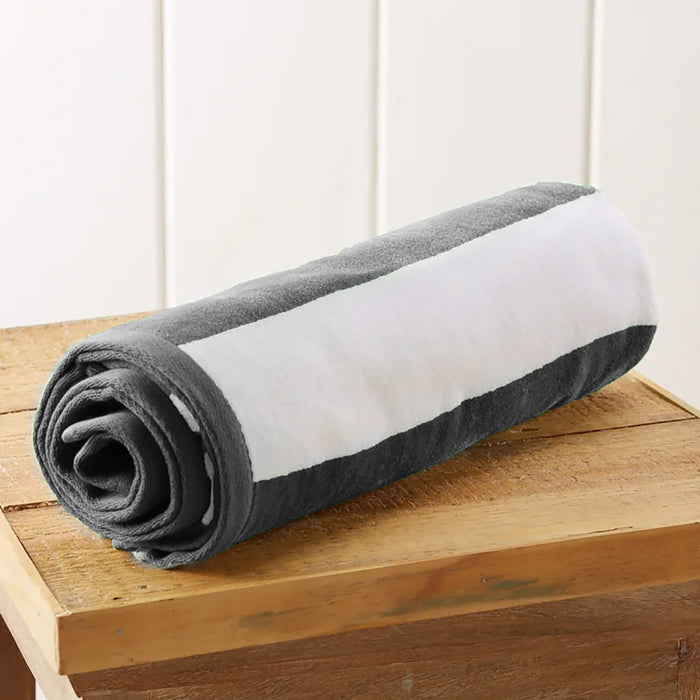 Oversized 100% Cotton Striped Pool Towel - Gray