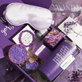 Bath Gift Box Set – Luxe Purple Spa Care Package with 8 Relaxing Self-Care Items for Women, Mom, Wife, Sister, Friends