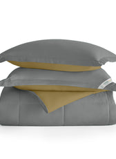 All Season Silver Super Soft Reversible Comforter Set 220x240cm with 2 Pillow Case - Cotton Home