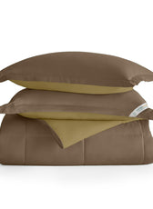 All Season Gold Super Soft Reversible Comforter Set 220x240cm with 2 Pillow Case - Cotton Home
