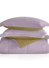 All Season Lilac Super Soft Reversible Comforter Set 220x240cm with 2 Pillow Case - Cotton Home