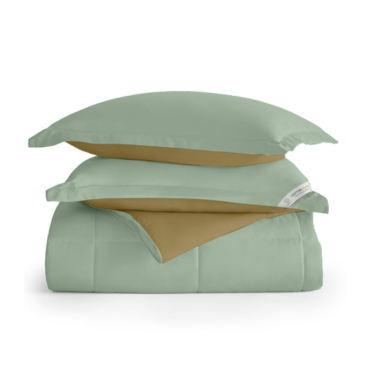 All Season Mint Green Super Soft Reversible King Comforter Set 220x240cm with 2 Pillow Case